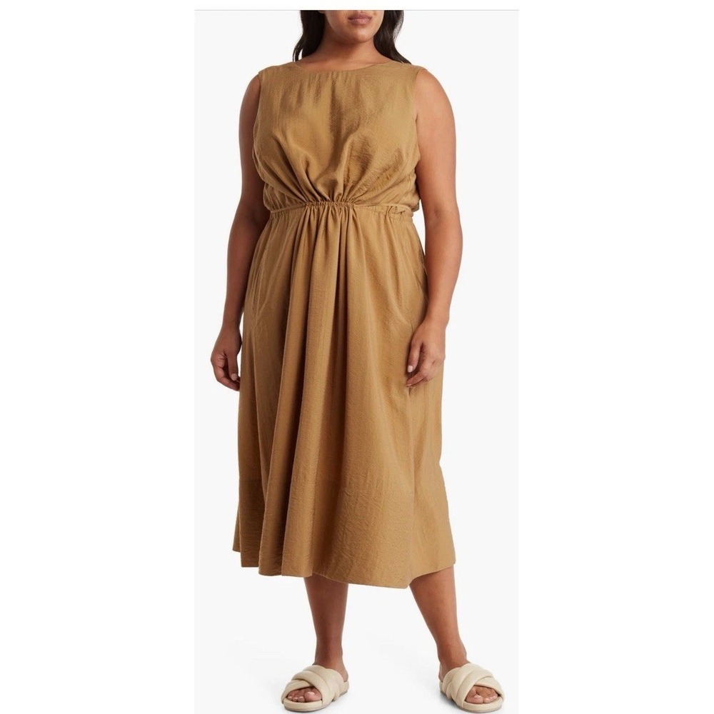 VINCE NWT Dress 3x Tan Brown Sleeveless Mosswood $395